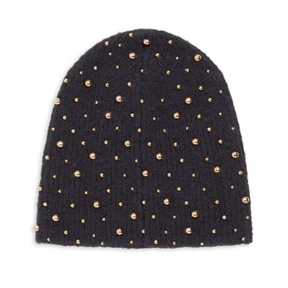Jennifer Behr Black Mohair Studded Beanie